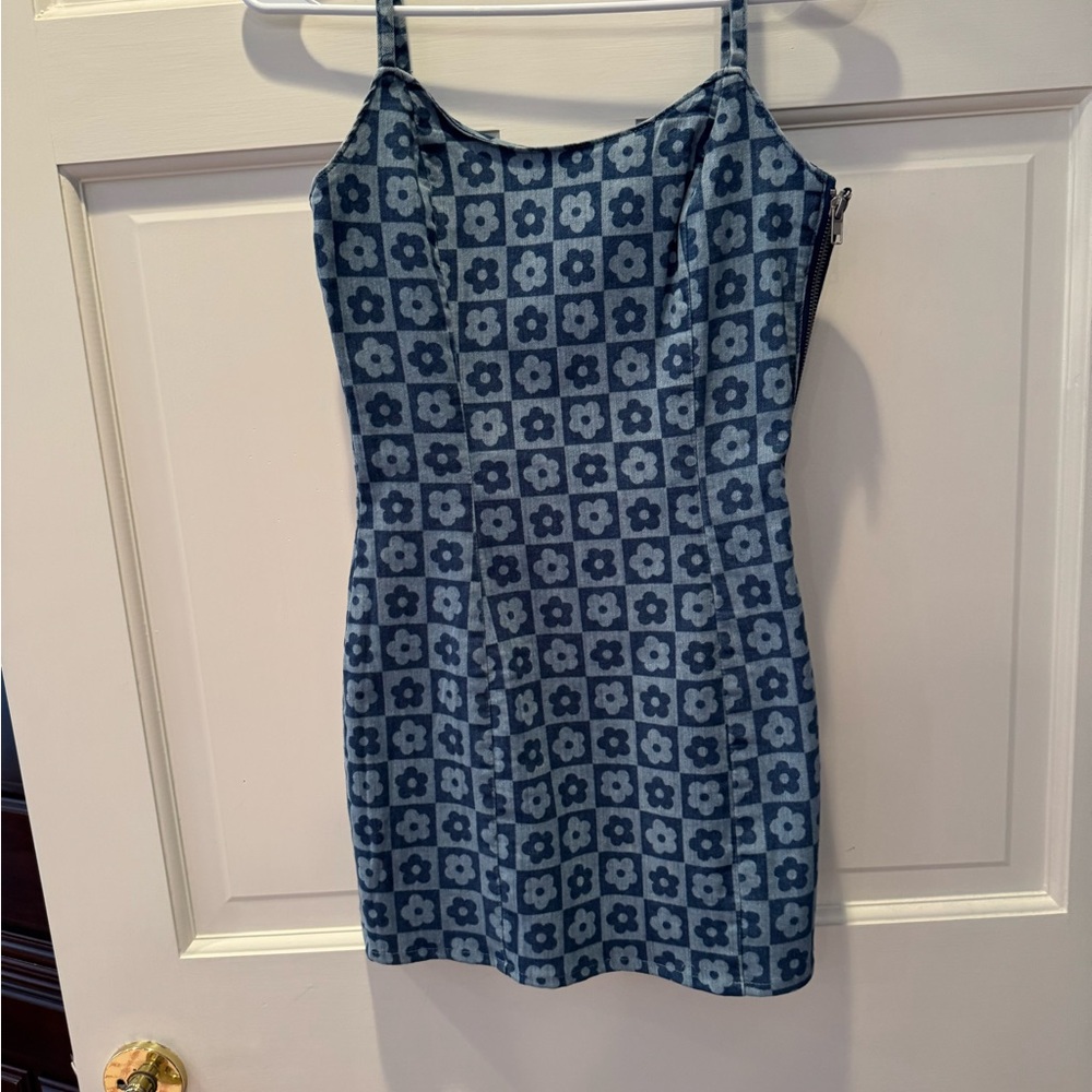 Divided Blue Floral Mini Dress